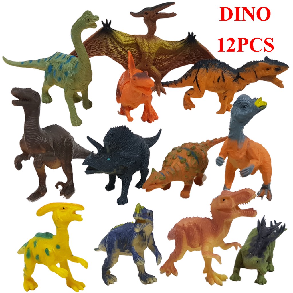 MAINANKEI MAINAN HEWAN KARET MAKET HEWAN DINOSAURUS KARET ISI 12PCS