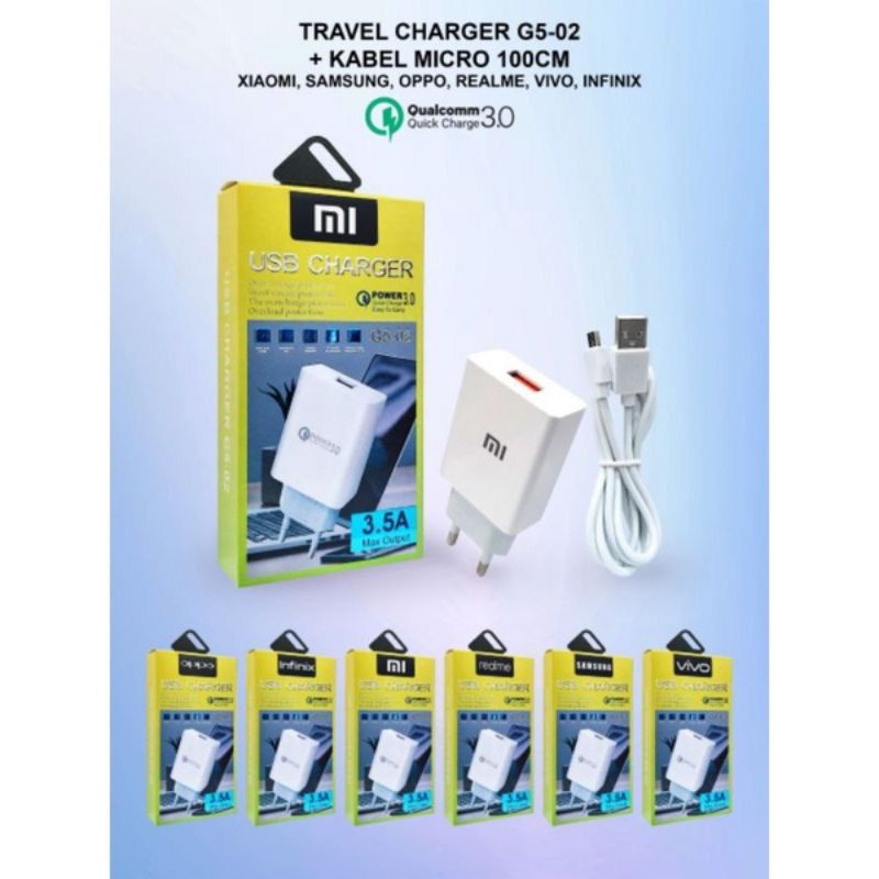 [SO] Tc Travel Charger Brand G5-02 3.0a Power Micro Usb &amp; Type C Packing Import