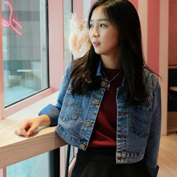 Jaket levis wanita crop denim//Jaket jeans crop sexy