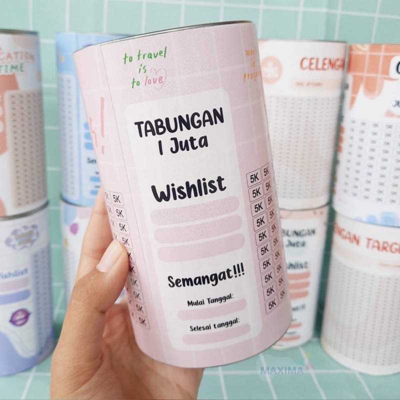 Celengan Target Kertas Tube Buka Tutup Berbagai Varian Nominal