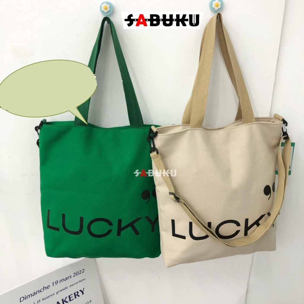 Tas Tote Bag Wanita Pria Bahan Kanvas Resleting Pria Wanita Remaja Tote Bag fashion Korean -263