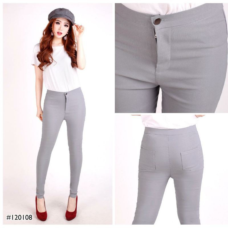 Celana Bahan Katun Panjang Highwaist Wanita