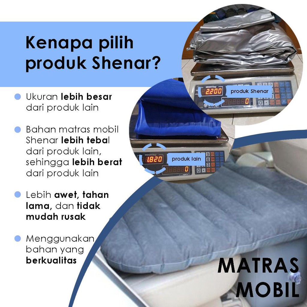 SHENAR KASUR MOBIL BONUS POMPA MATRAS MOBIL SERBAGUNA AIR BED KASUR ANGIN MOBIL, MATRAS MOBIL, SHENARCORNER168