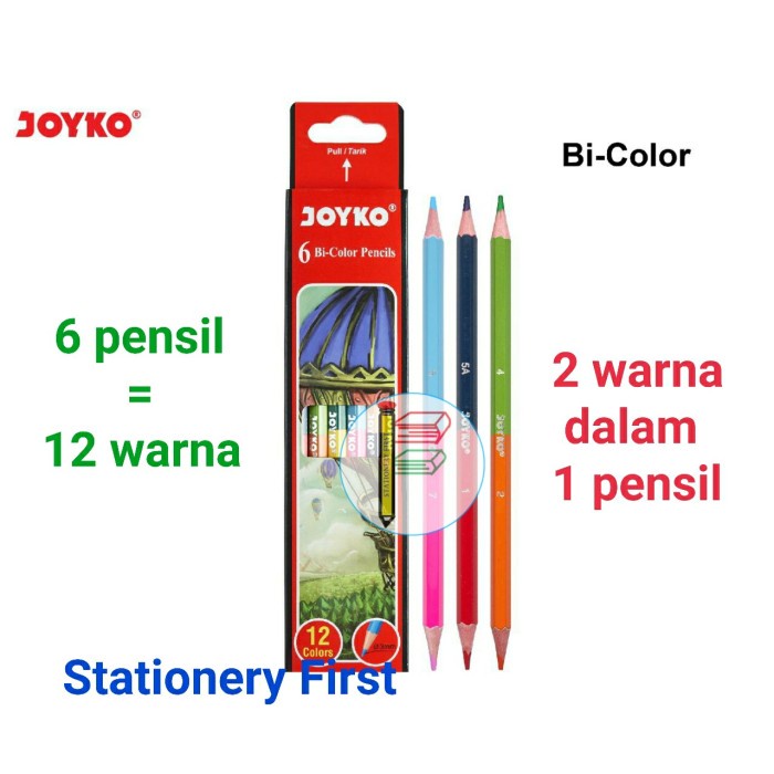 

WARNAPENSIL- PENSIL WARNA DUO ANAK 12 WARNA / PENSIL WARNA BI-COLOR JOYKO CP-BI100 -PENSIL WARNA