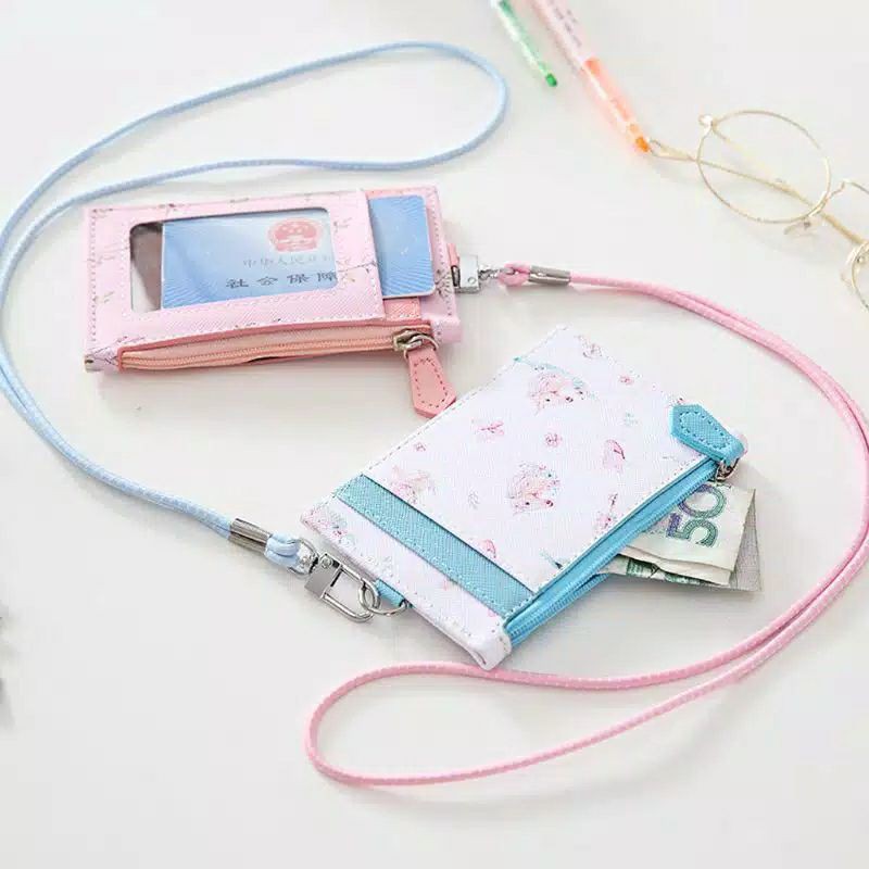 Name Tag Holder, ID Card Holder Lanyard Bunga