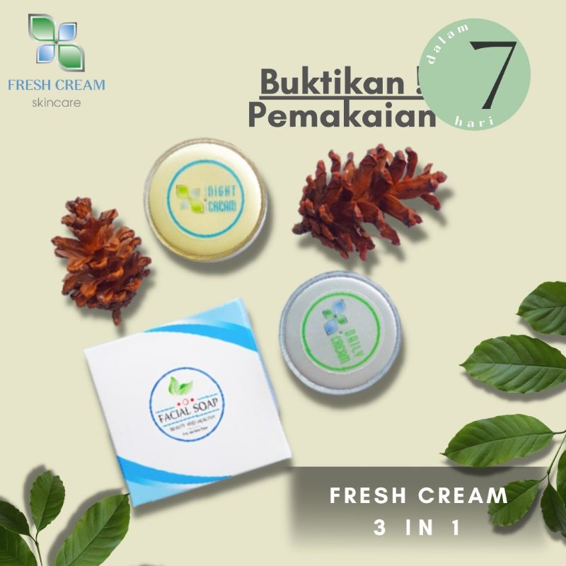 Fresh Cream 3 in 1 Pencerah Wajah Penghilang Jerawar Noda Flek Wanita Pria Kosmetik Skincare