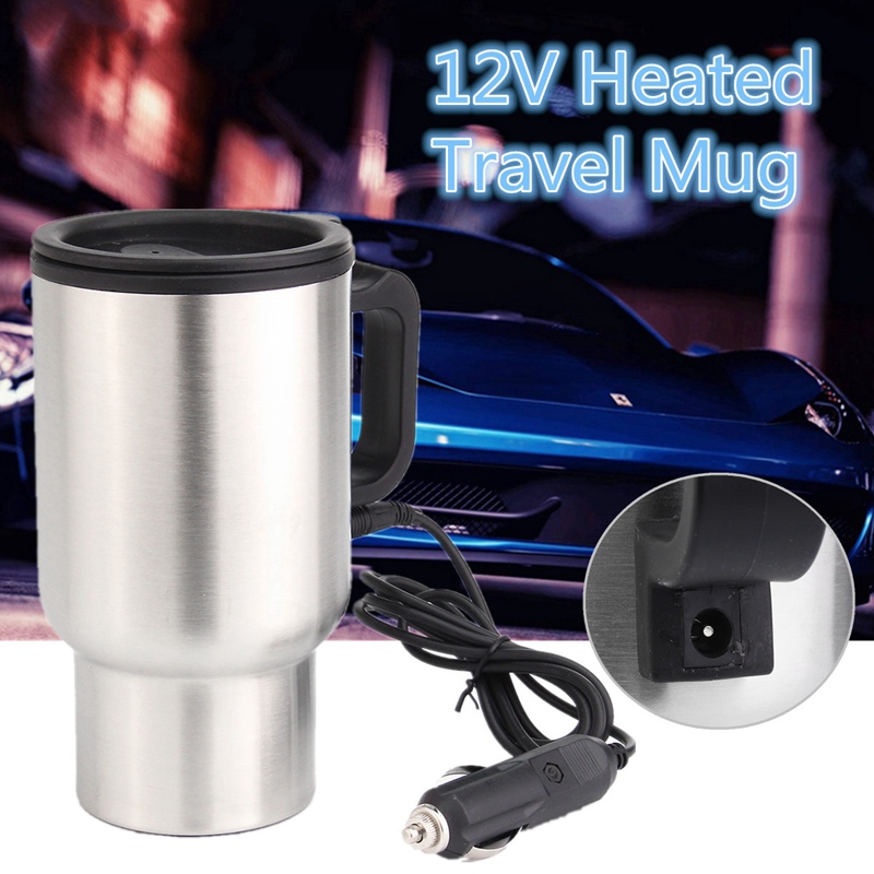 Car Auto Stainless Steel 12v Car Auto Adapter Heated Travel Mug Thermos Heating Cup Shopee Indonesia