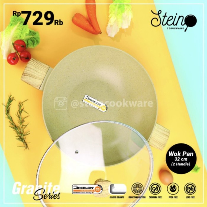 STEIN Cookware PAKET CARRARA Granite Greblon Set Wok Pan &amp; Sauce Pan