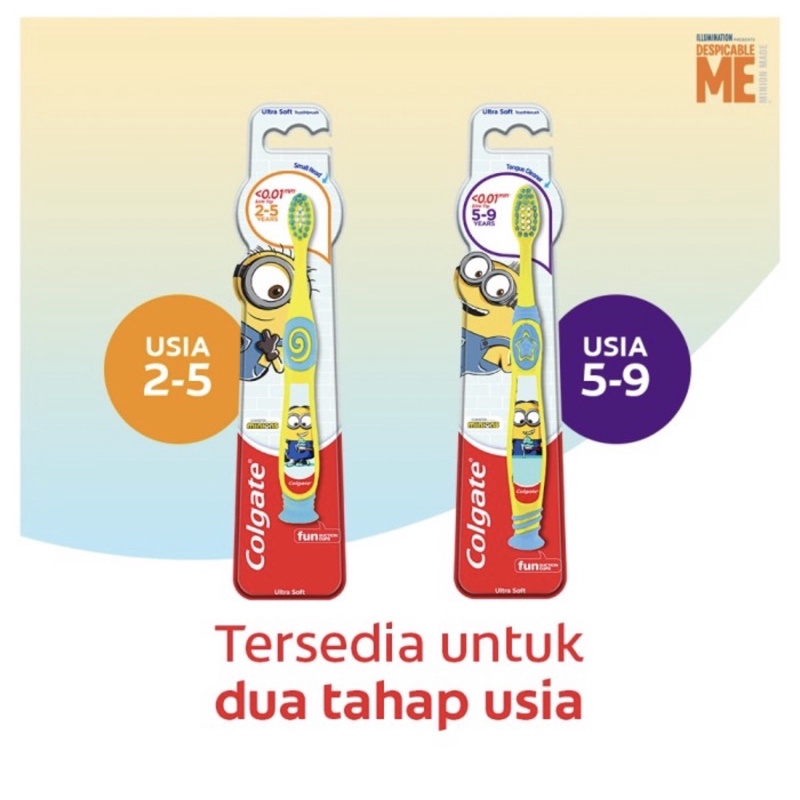 Colgate Sikat Gigi Anak Minion Barbie 2-5th 5-9th Colgate Toothbrush Kids with Suction Silikon Tooth brush