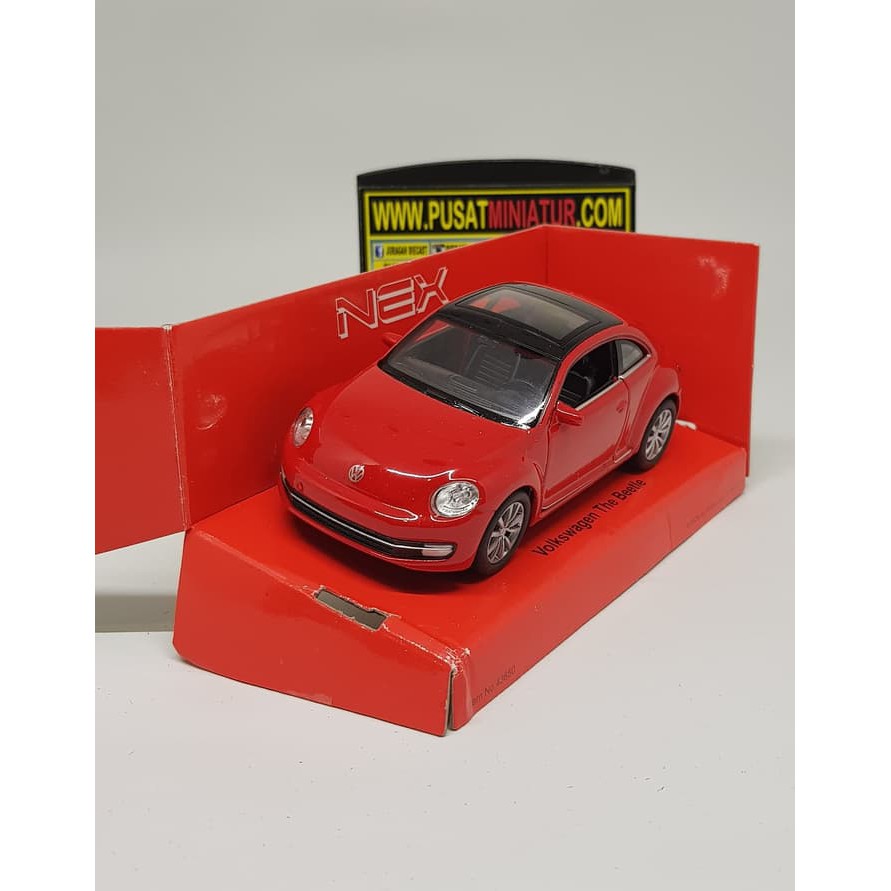 VOLKSWAGEN THE BEETLE (MERAH) - SKALA 36 - WELLY (DIECAST-MINIATUR)