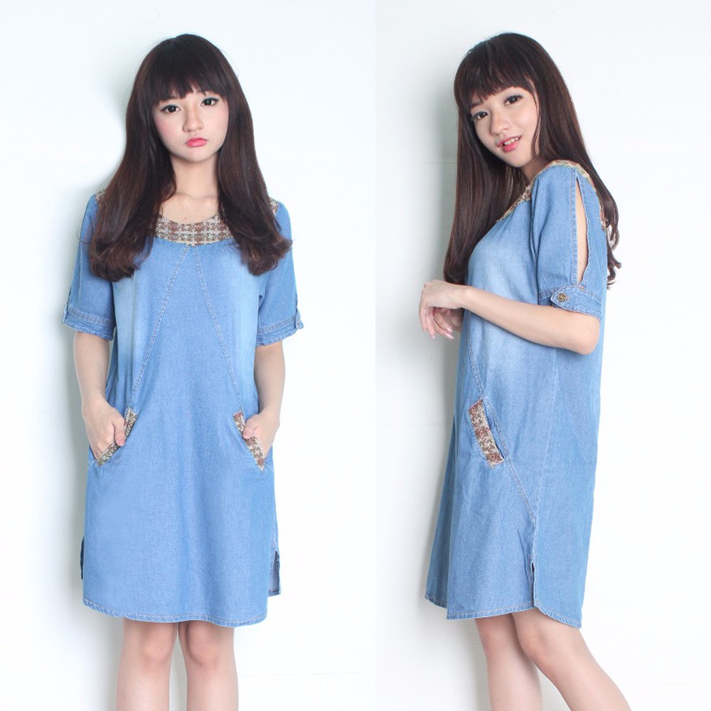 SB Collection Midi Dress Sanny Shortdress Jeans Wanita