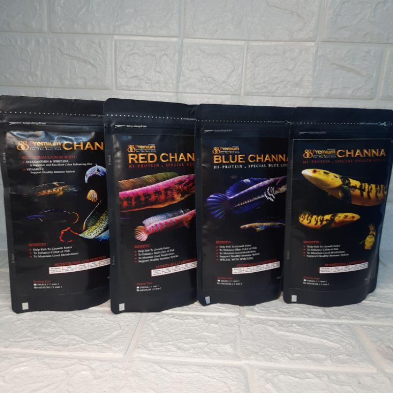 Pelet ikan Chana Premium88 Blue Red Yellow pakan ikan predator pelet jahat