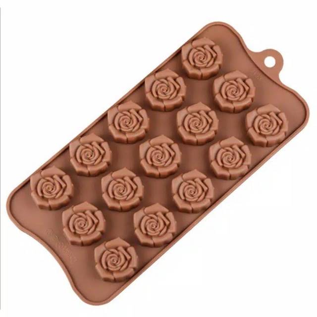 Cetakan Silikon Mawar Coklat Puding Rose Silicone Mold