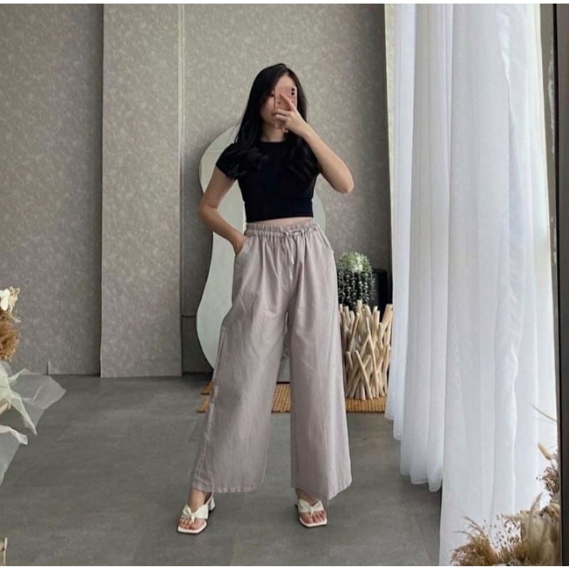 CELANA KULOT LINEN WANITA RAMI CRINKCEL IMPORT