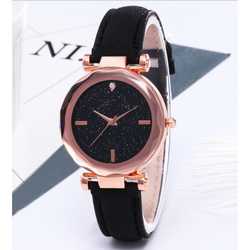 Jam Tangan Kulit Fashion Starry KULIT Women's Watches Watch Faux Leather Korea Style Women Watch