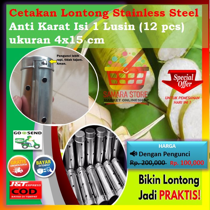 (B5) CETAKAN LONTONG STAINLESS STEEL ANTI KARAT 12 PCS 1 LUSIN 15 X 4 CM LOYANG PERALATAN RUMAH