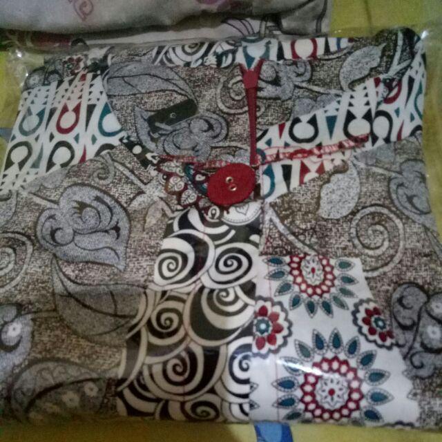 Dress Batik Tunik Lengan Panjang Bahan Katun Stretch, 125ab#