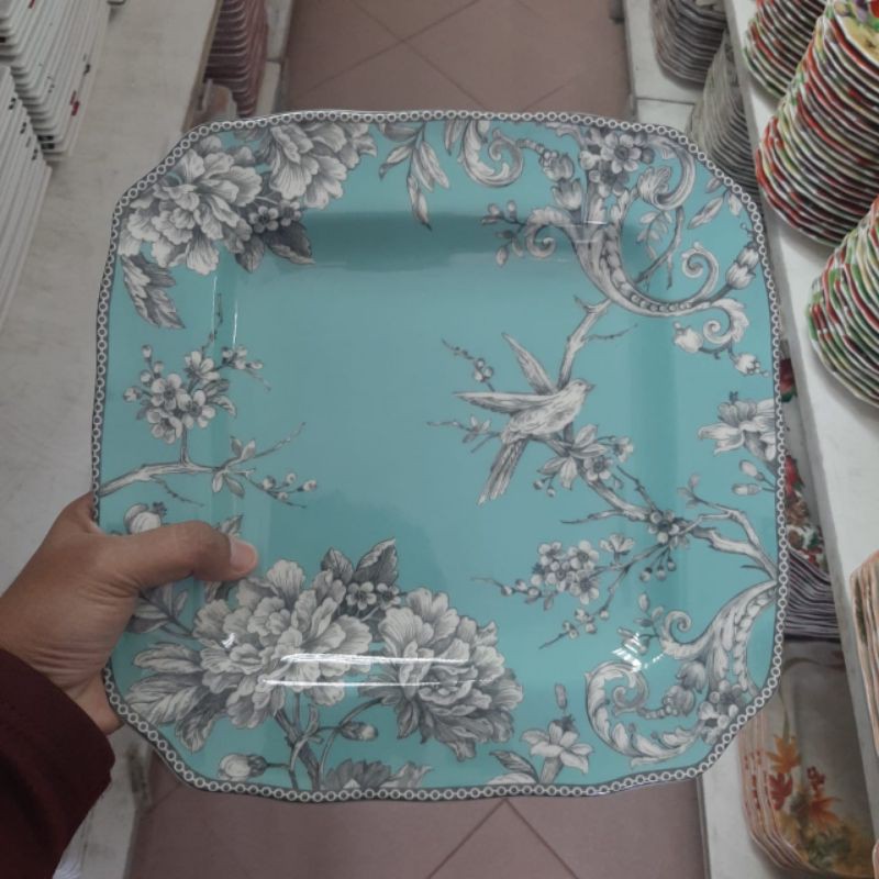 ADELAIDE SQUARE DINNER PLATE PIRING KERAMIK SANGO MOTIF VINTAGE KLASIK ANTIK