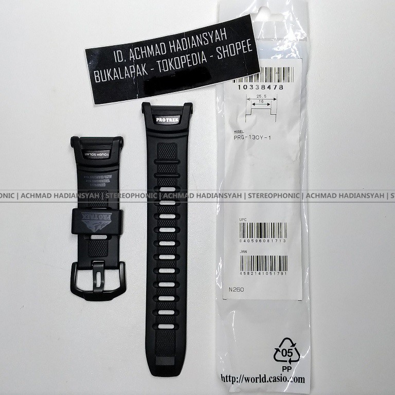 Tali Strap Casio Protrek PRG130y-1 Strap PRG130-y Band PRG130 Strap PRW1500y-1 buckle hitam