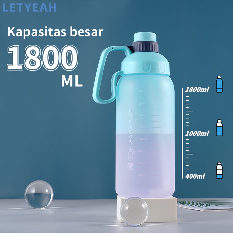 letyeah Botol minum 1800ml jumbo portable tahan bocor dengan sedotan / bpa free