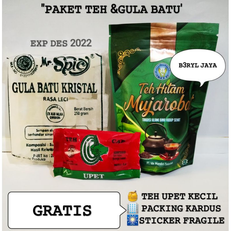 

Paket Hemat Gula Batu Rasa Leci dan Teh Hitam Mujarobat