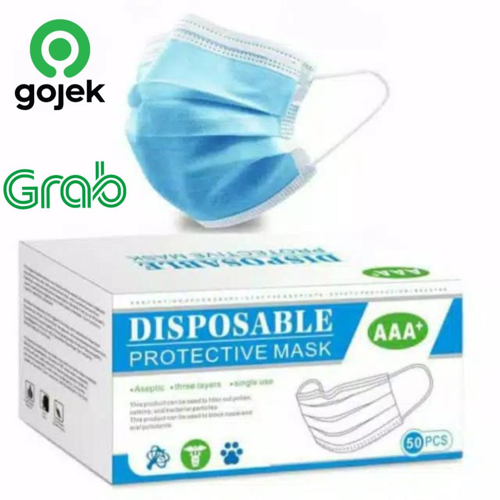 (COD) ISI 50PCS !! Disposable Protective Mask Earloop 3 PLY H113 Masker Pelindung / Anti Bakteri