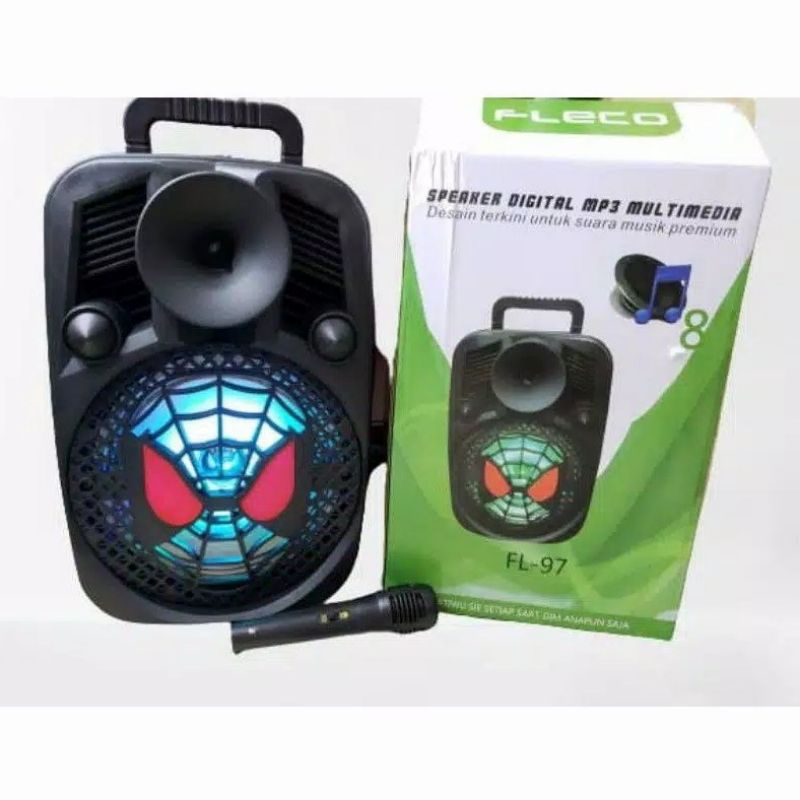 Speaker Karaoke Bluetooth Fleco FL-97 // Sepaker 8 inch / Free Mic dan Remote