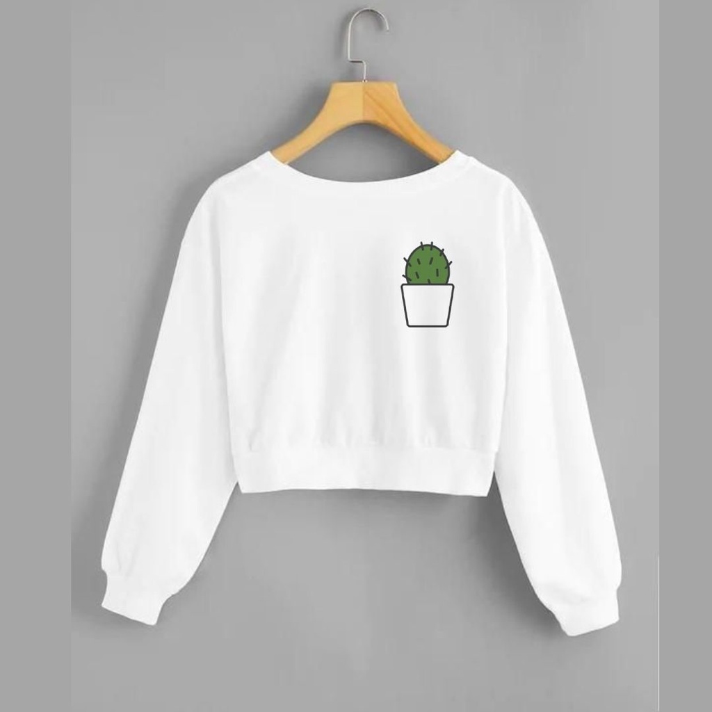 Clothing May - Sweater Crop Lucu Cute Sweater Distro Croptop Atasan Krop Top Wanita Cewek Viral