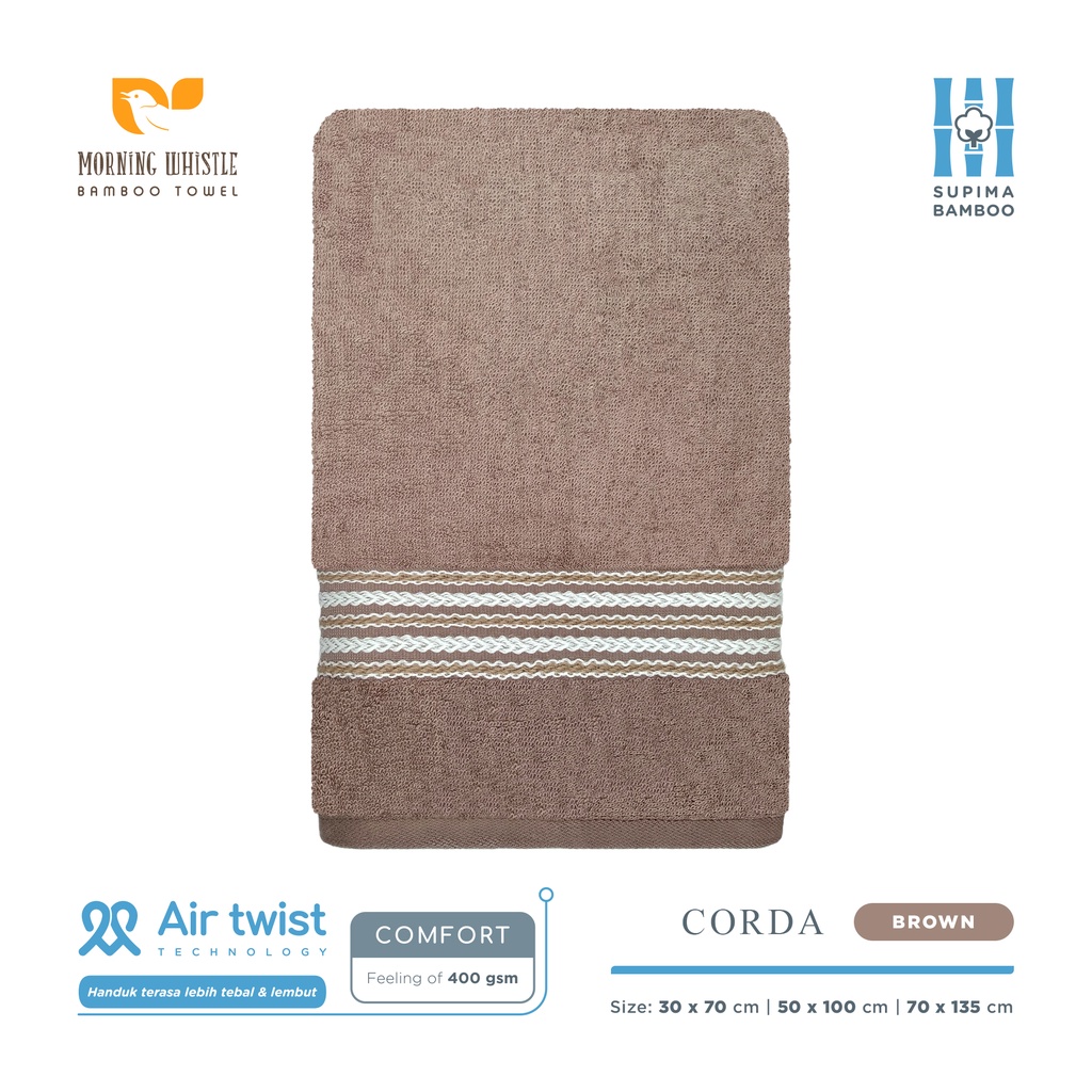 MWB Handuk Mandi Dewasa Morning Whistle Bamboo CORDA / Handuk Mandi / Handuk Travel / Sport Towel