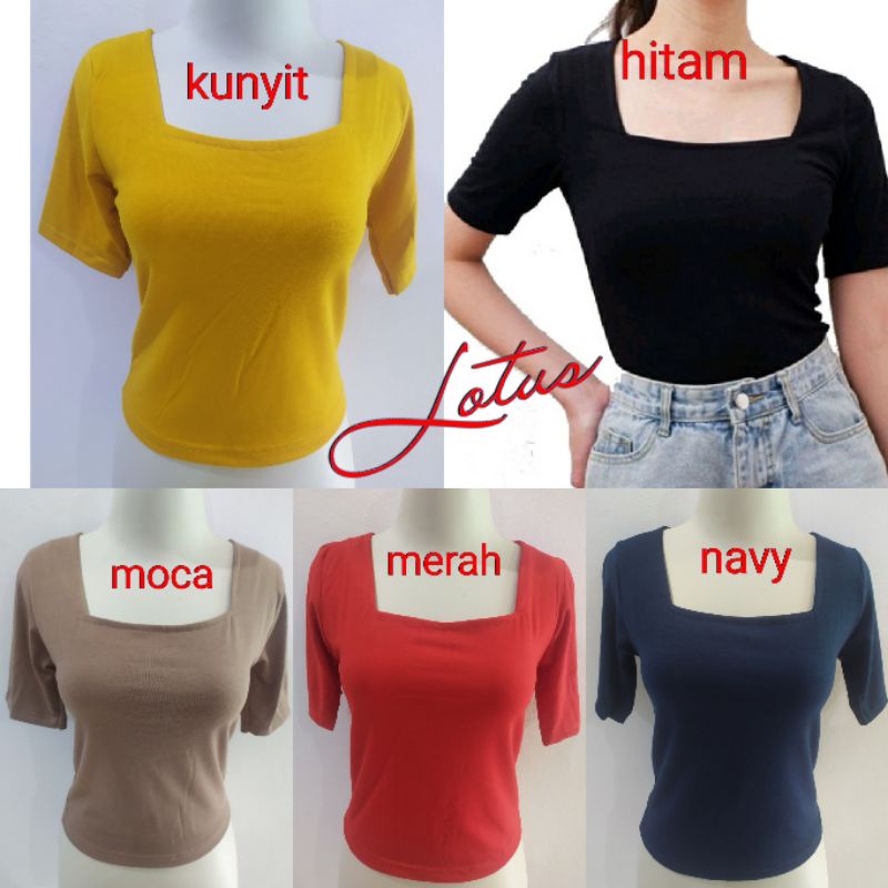 KAOS WANITA CROP LEHER KOTAK / KAOS POLOS WANITA KEKINIAN CROPTOP XXL