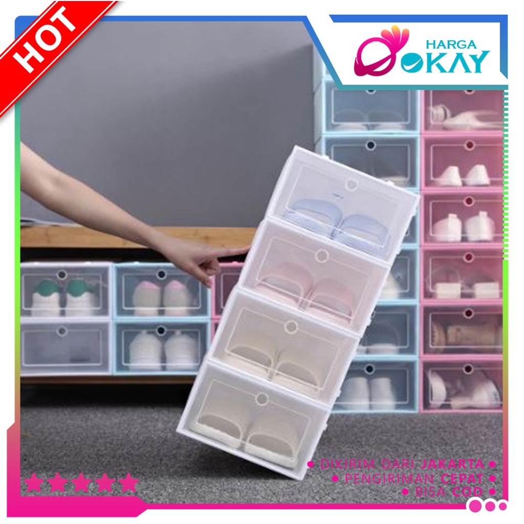 HO Kotak Sepatu Transparan Susun Model Laci Rak Plastik HO Kotak Sepatu Transparan Susun Model Laci Rak Plastik