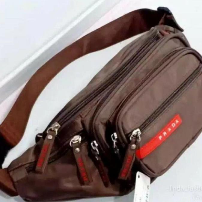 Hari Ini Tas Pinggang Prada Waistbag Pria Tas Slempang Pria Import - Hitam Murah