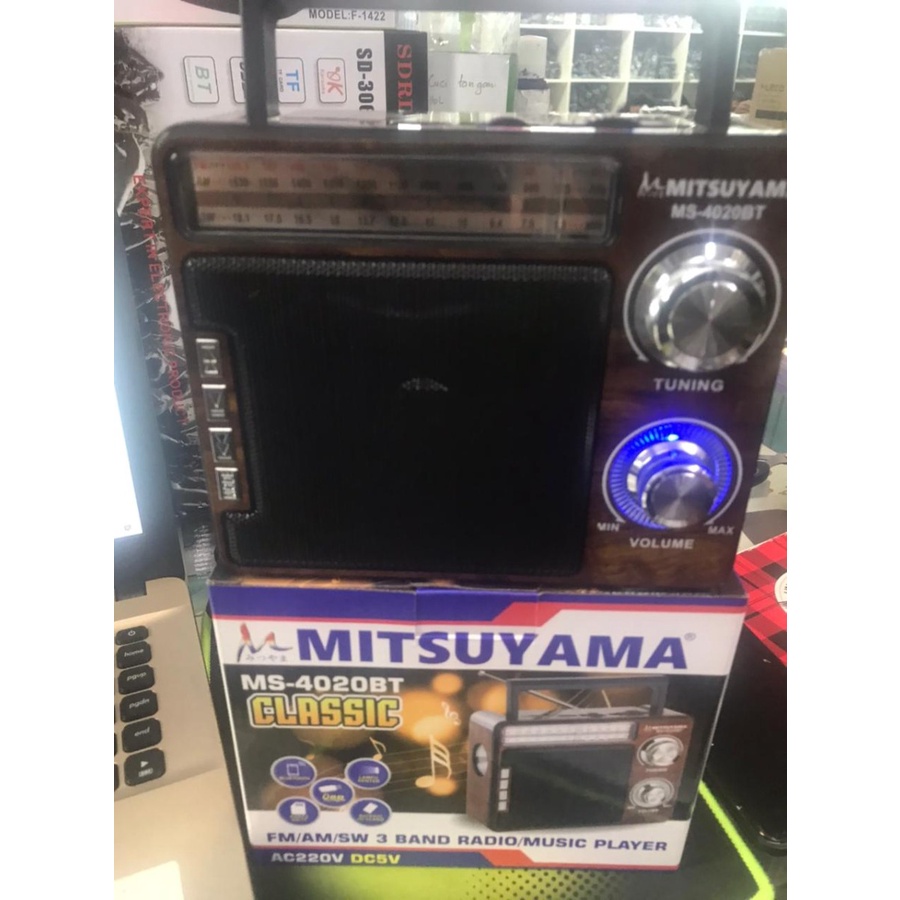 COD RADIO MITSUYAMA MS-4020BT CLASSIC FM/AM/SW 3 BAND RADIO MUSIC PLAYER AC-220V DC5V//RADIO X-BASS CLASSIC MITSUYAMA MS-4020BT