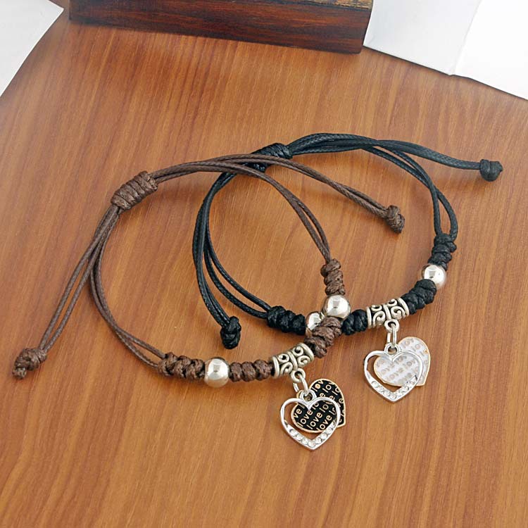 S159 Eropa dan Amerika fashion woven Gelang pria dan wanita patah hati gelang diikat Bahasa Inggris