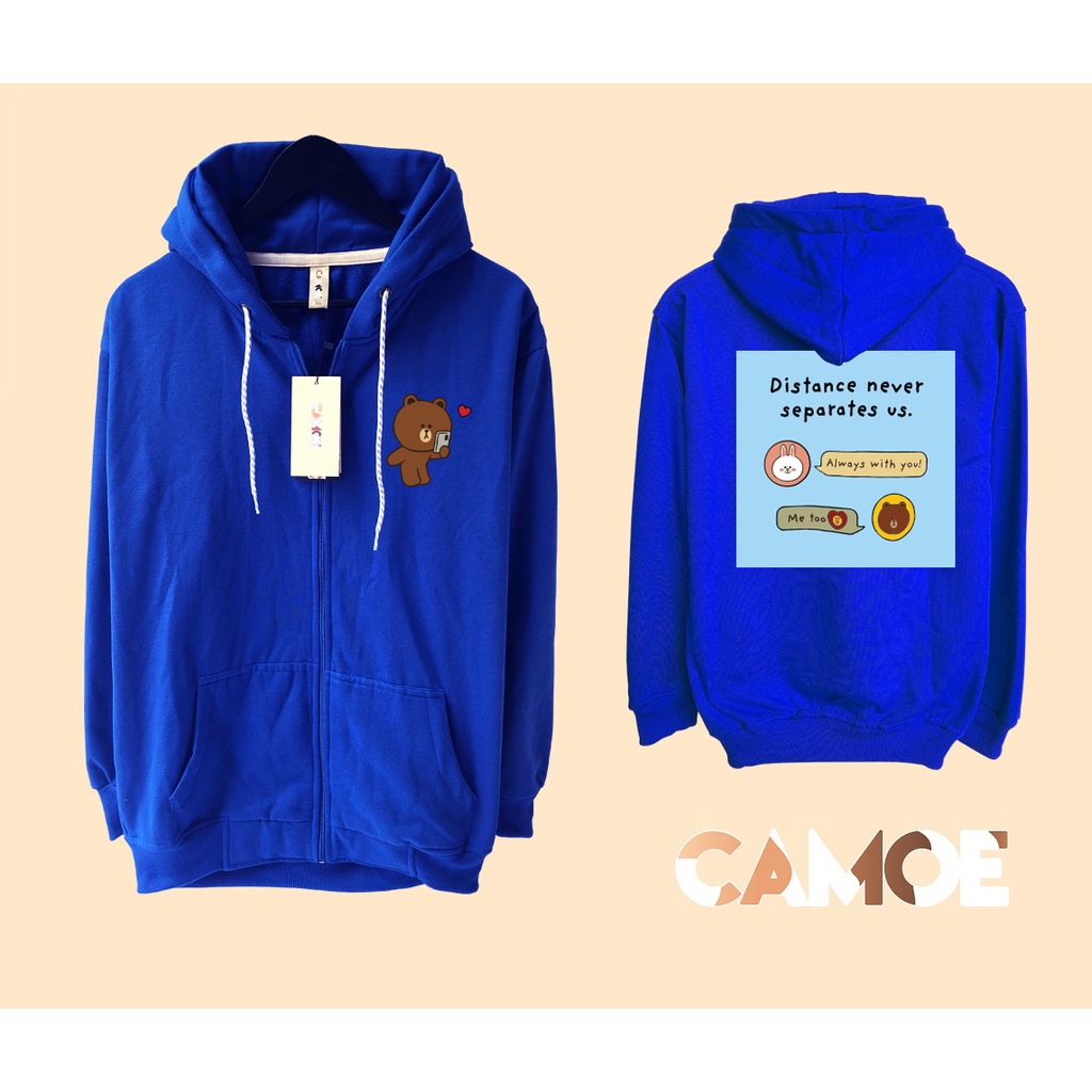 Jaket Hoodie Zipper Valentine Couple Cony Brown Phone