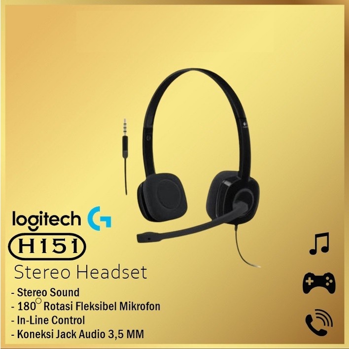 Logitech H151 Stereo Headset With Mic Headphone Earphone