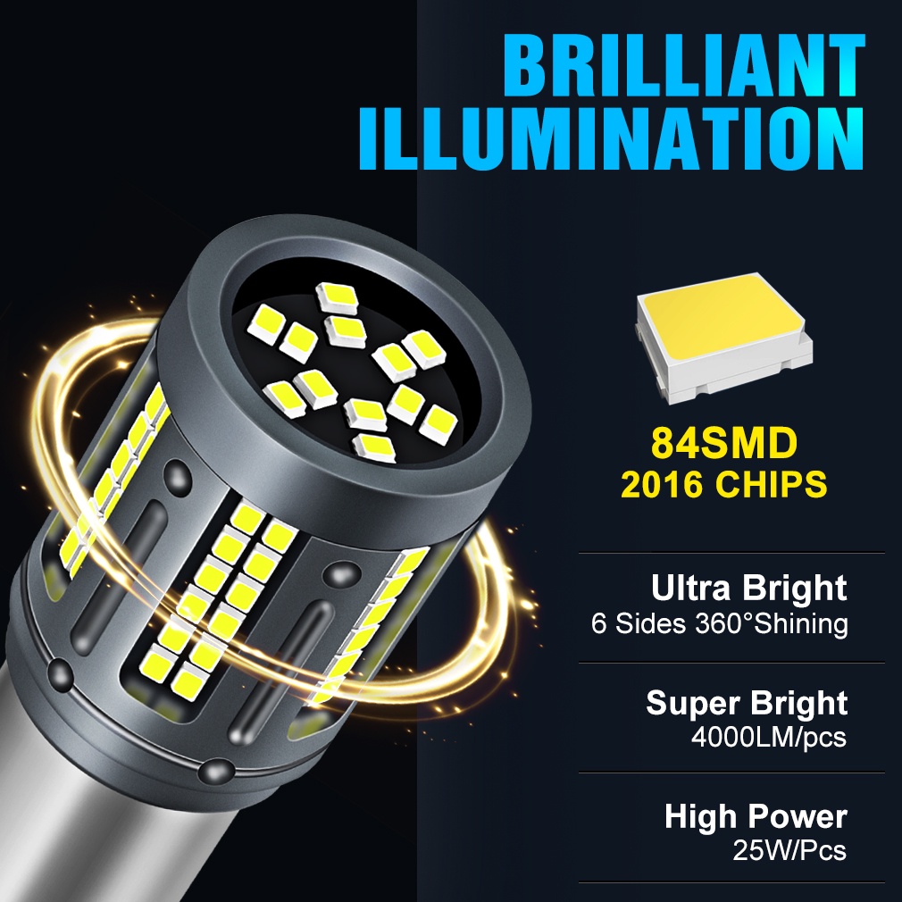 100pcs Lampu Bohlam Led Canbus 50W PY21W P21W 1156 BA15S BAU15S T20 7440 W21W T25 3156 12V Untuk Rem / Sein Mobil