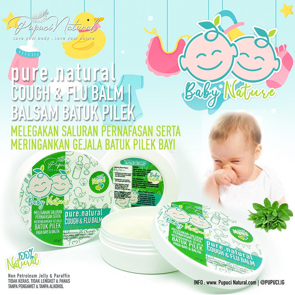 Balsem Batuk Pilek Bayi Natural Cough Flu Pupuci Ba Nature 100 Herbal Alami Indonesia