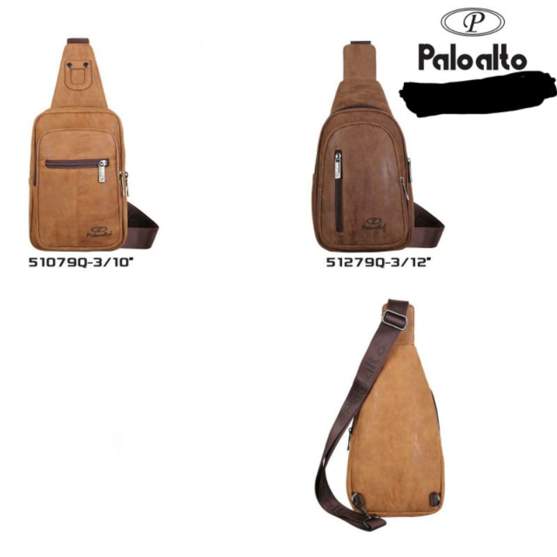 Tas slempang pria depan belakang polo alto-Tas sling BAG pria polo Alto kulit Inpor