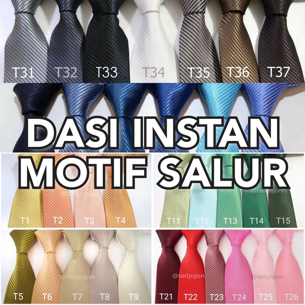 Dasi Instan Dasi Pria Motif Salur Ukuran 3inc Bahan 100%  Polyester Tebal Warna Lengkap