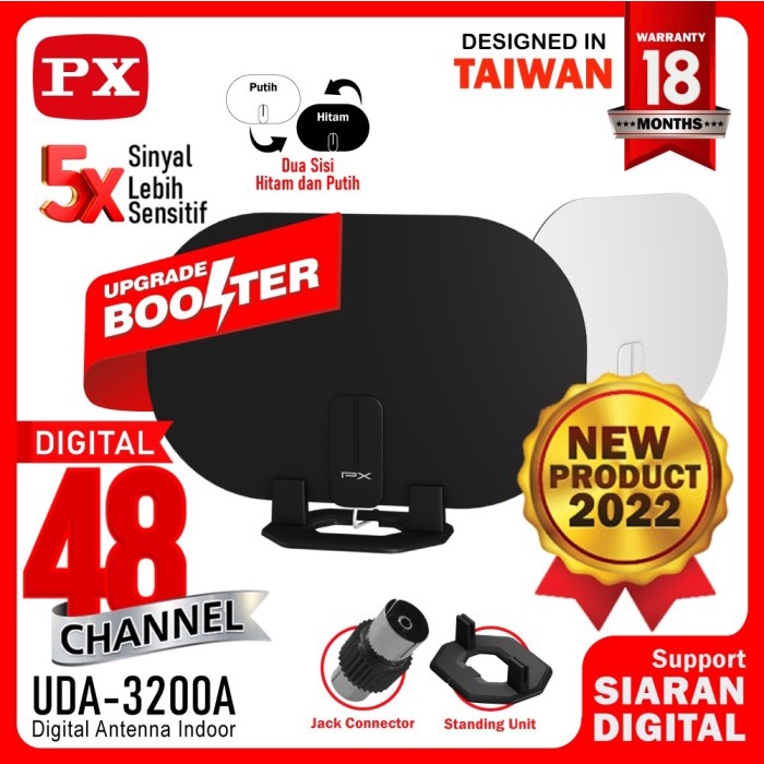 PX UDA-3200A Antena TV Digital Analog Indoor Dinding DVB T2 + Booster