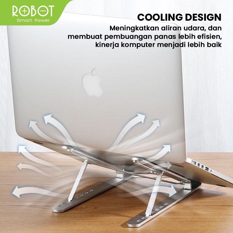 ROBOT RT-LS02 Aluminum Alloy Liftable&Foldable Laptop Cooling Stand Silver - Garansi Resmi-7