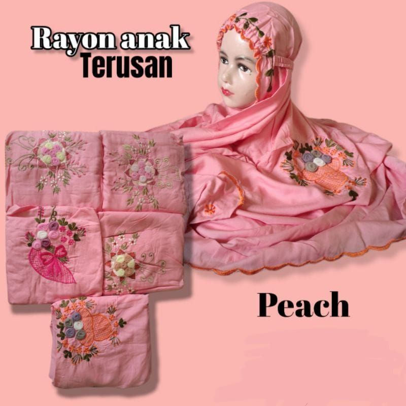 mukena terusan anak rayon tile termurah