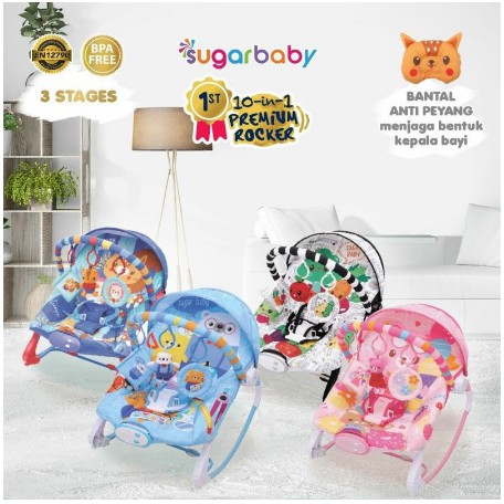 Sugar Baby Rocker Bouncer Premium 10 in 1 Veggie Tales Lola Kitten Coco N Friends Wooden Folks