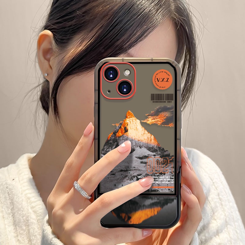 Soft Case TPU Transparan Motif Gunung Untuk Iphone 7 8 Plus X XS Max XR 11 12 13 Pro Max 6 6S