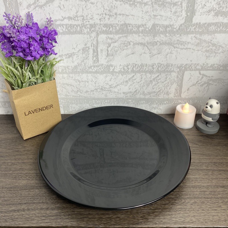 PIRING MELAMIN BUNDAR , PIRING MAKAN CANTIK MELAMIN PREMIUM QUALITY-HITAM