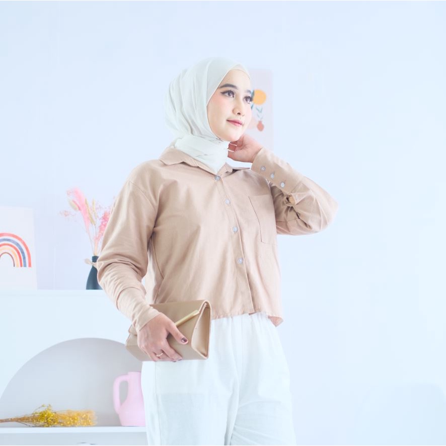 (MSB) KEMEJA CESSA OVERSIZE CROP RAMI LINEN