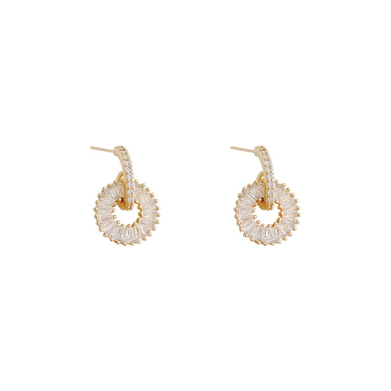 Shuling S925 Silver Needle Fashion Micro-inlaid Zircon Earrings Circle Stud Earrings Female Cute Earring Studs