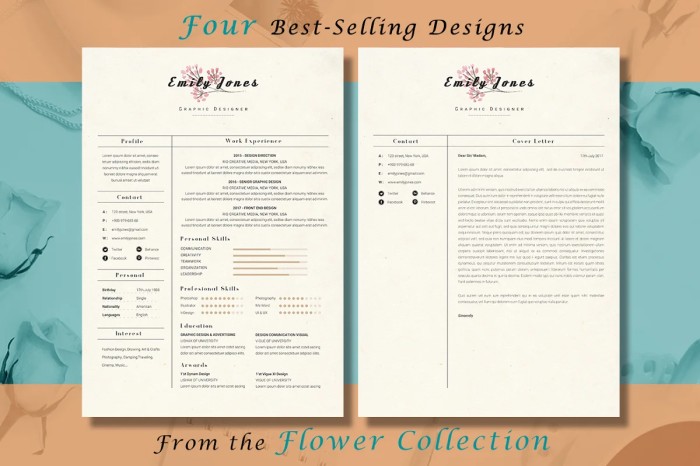 Resume CV Flower Bundle - MS Word - Business Branding