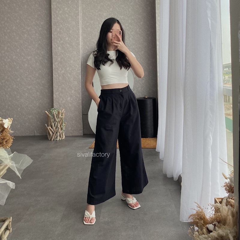 1KG MUAT 5PCS | SEOUL YUKA KULOT LINEN HIGHWAIST KOREAN STYLE HITS OOTD SALEBGRAM FASHION MURAH